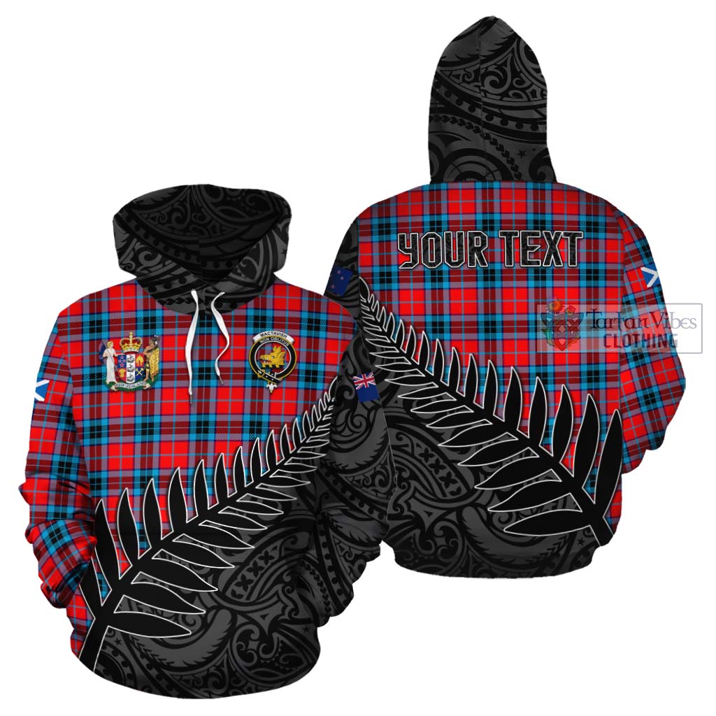 Tartan Vibes Clothing MacTavish (McTavish) Crest Tartan Cotton Hoodie with New Zealand Silver Fern Half Style