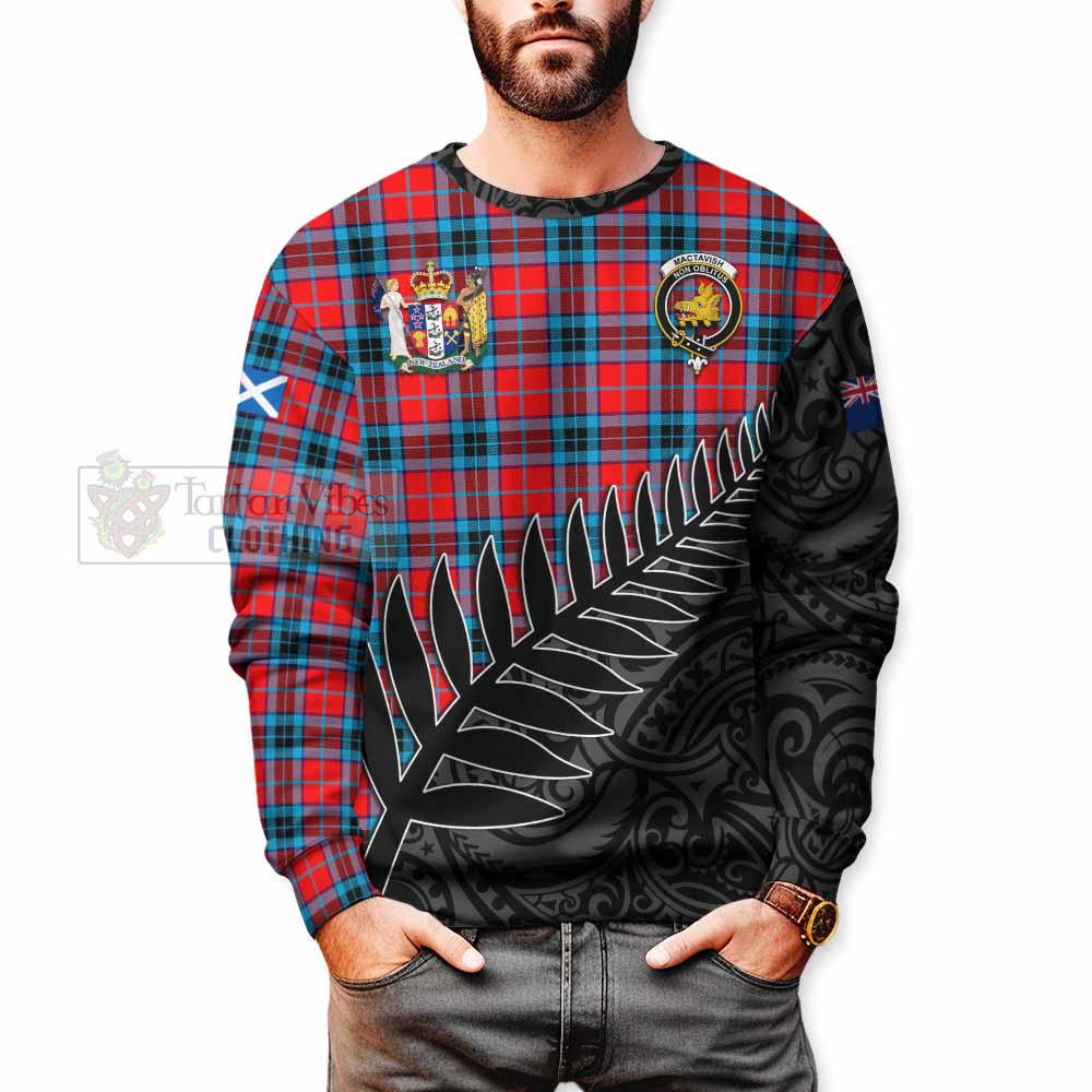 Tartan Vibes Clothing MacTavish (McTavish) Crest Tartan Sweatshirt with New Zealand Silver Fern Half Style