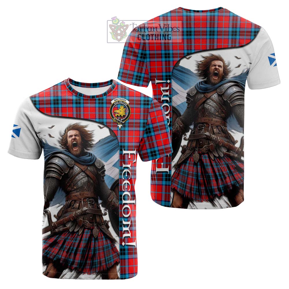 Tartan Vibes Clothing MacTavish (McTavish) Crest Tartan Cotton T-shirt Inspired by the Freedom of Scottish Warrior