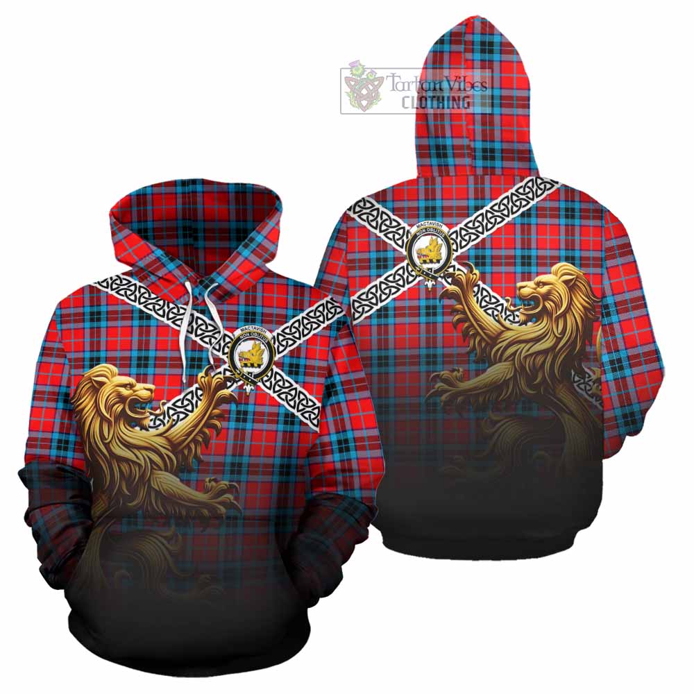 MacTavish (McTavish) Crest Tartan Hoodie with Golden Lion Emblem Celtic Style - Tartan Vibes Clothing