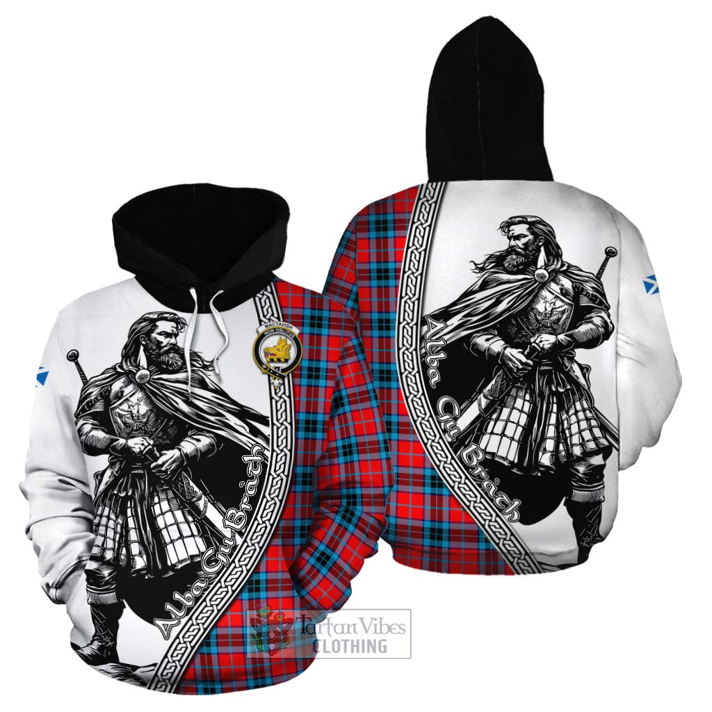 Tartan Vibes Clothing MacTavish (McTavish) Tartan Clan Crest Cotton Hoodie with Highlander Warrior Celtic Style