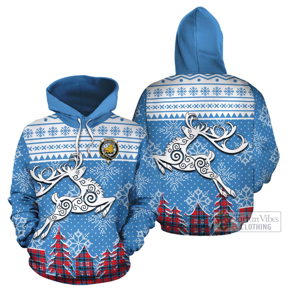 Tartan Vibes Clothing MacTavish (McTavish) Clan Christmas Cotton Hoodie Celtic Reindeer Style