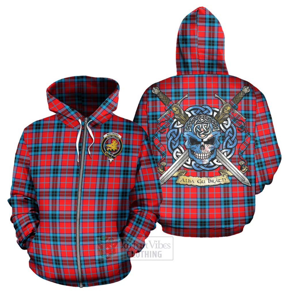 Tartan Vibes Clothing MacTavish (McTavish) Tartan Hoodie with Family Crest Celtic Skull Style