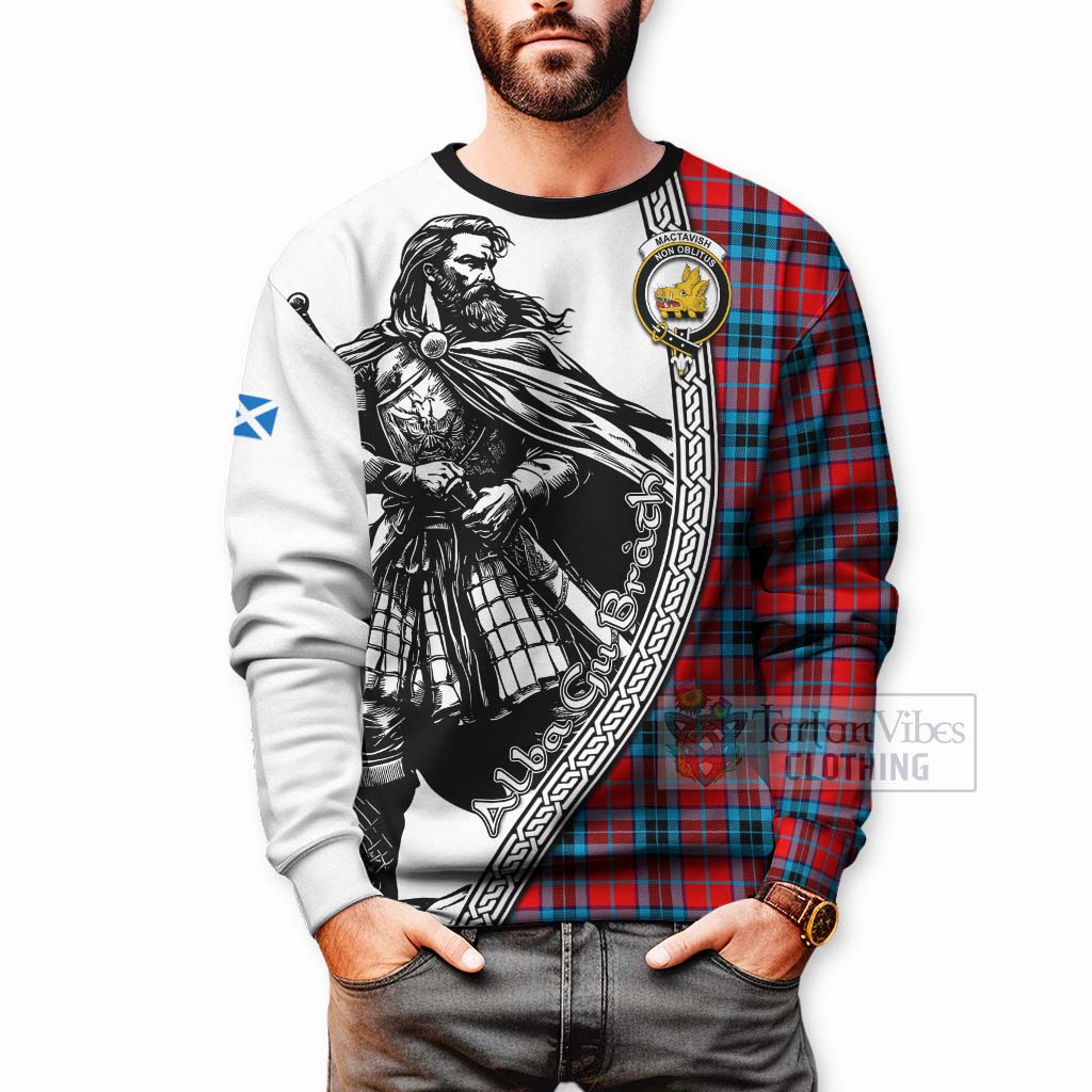 Tartan Vibes Clothing MacTavish (McTavish) Tartan Clan Crest Sweatshirt with Highlander Warrior Celtic Style