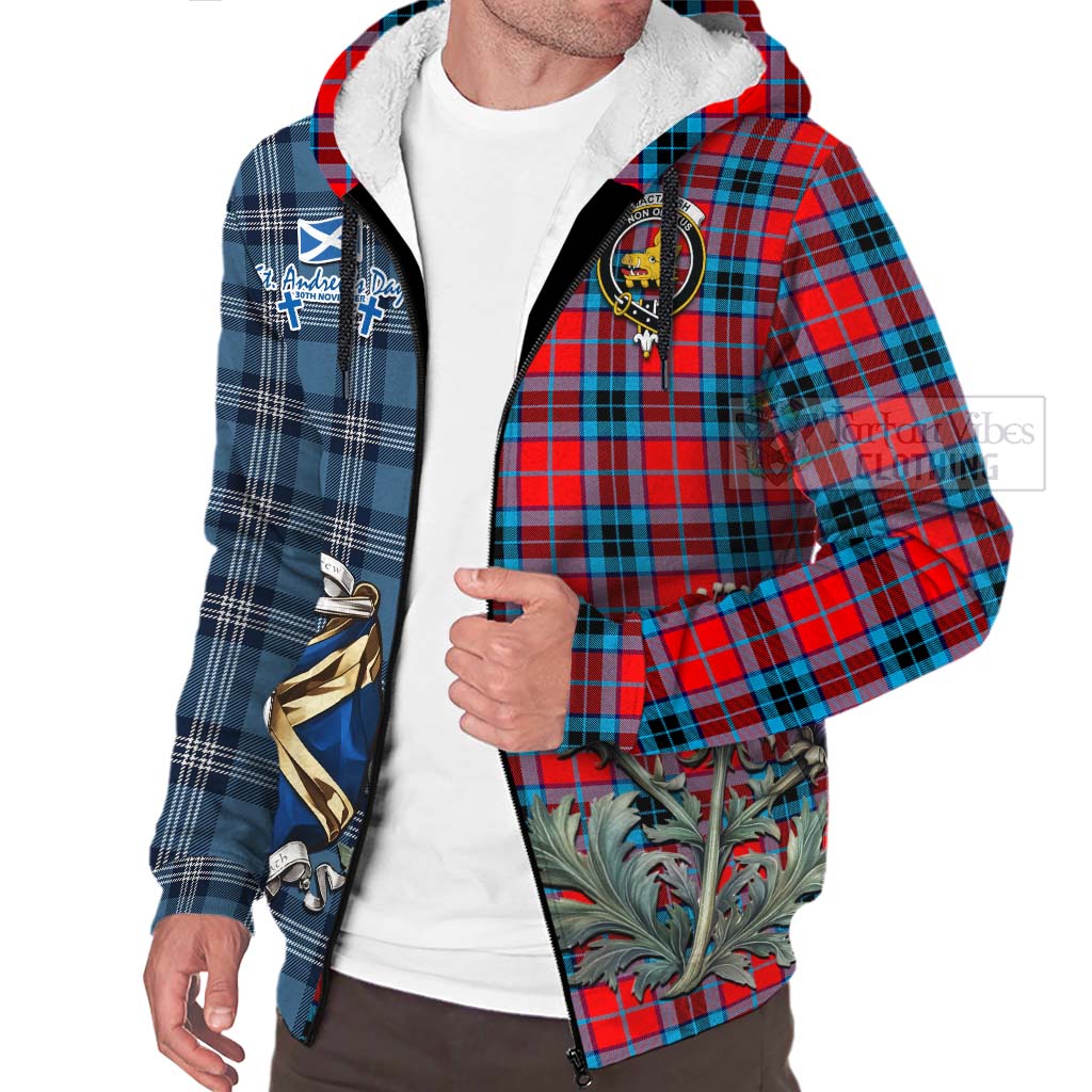 Tartan Vibes Clothing MacTavish (McTavish) Tartan Sherpa Hoodie Happy St. Andrew's Day Half Tartan Style