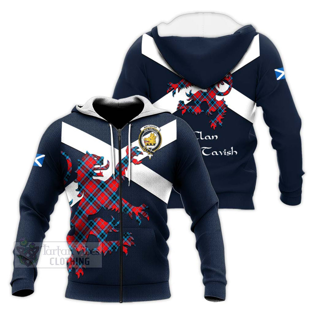 Tartan Vibes Clothing MacTavish (McTavish) Tartan Lion Rampant Knitted Hoodie – Proudly Display Your Heritage with Alba Gu Brath and Clan Name