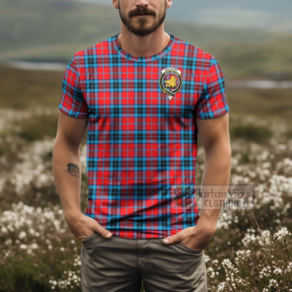 Tartan Vibes Clothing MacTavish (McTavish) Tartan T-Shirt with Family Crest and Bearded Skull Holding Bottles of Whiskey