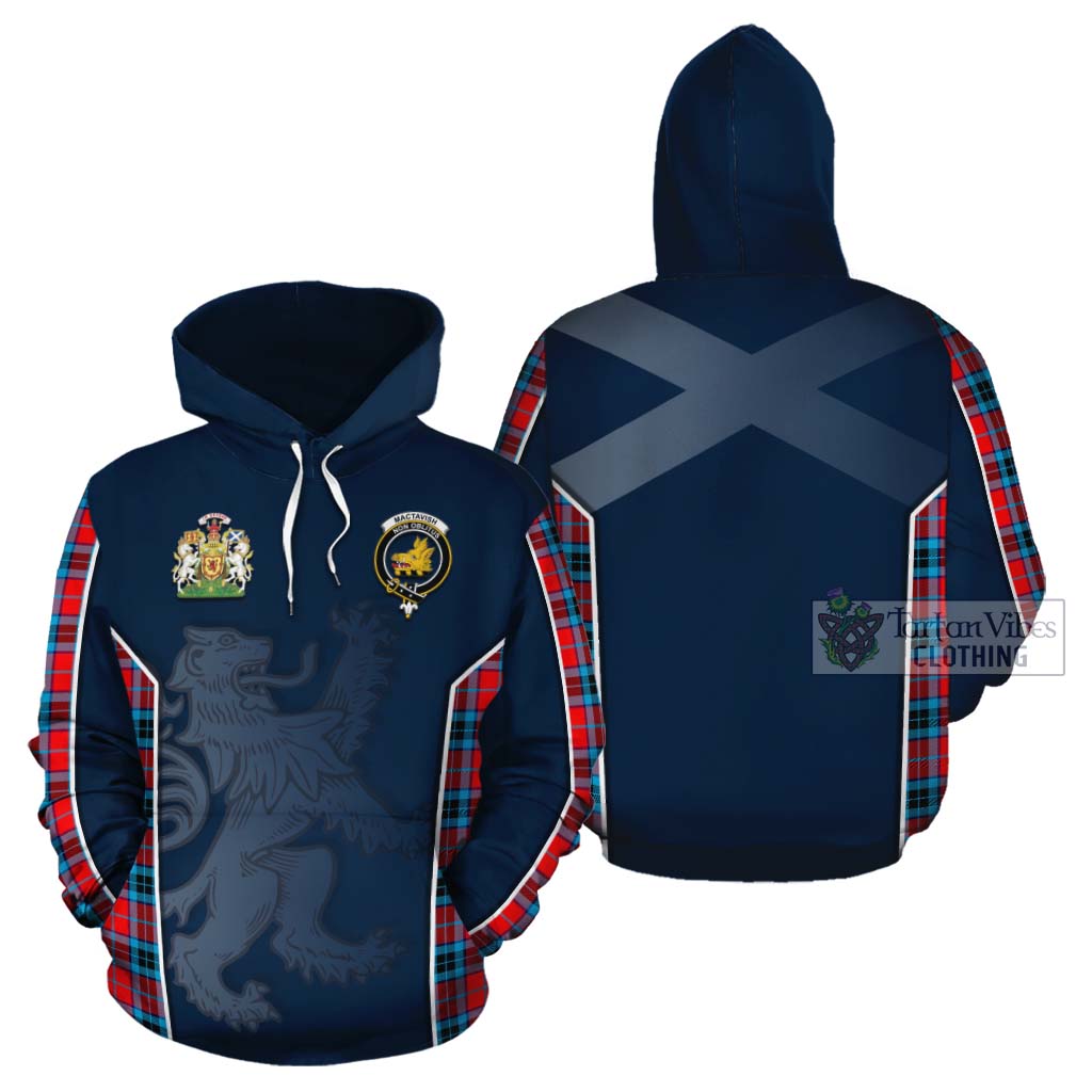 Tartan Vibes Clothing MacTavish (McTavish) Tartan Cotton Hoodie with Family Crest and Lion Rampant Vibes Sport Style