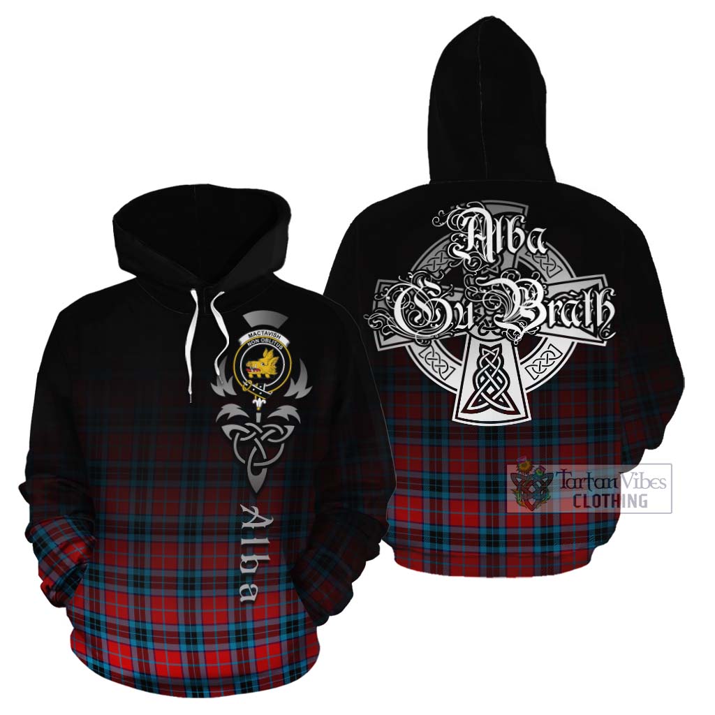 Tartan Vibes Clothing MacTavish (McTavish) Tartan Cotton Hoodie Featuring Alba Gu Brath Family Crest Celtic Inspired