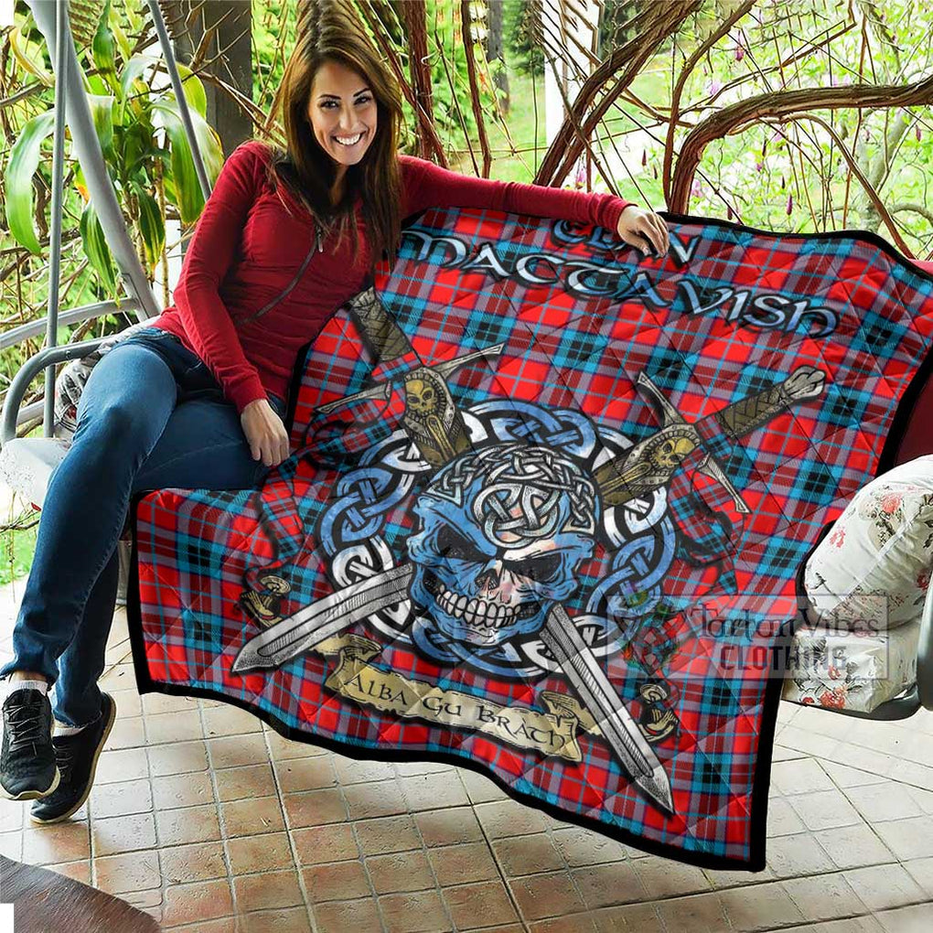 Tartan Vibes Clothing MacTavish (McTavish) Tartan Quilt with Celtic Skull Alba Gu Brath Style