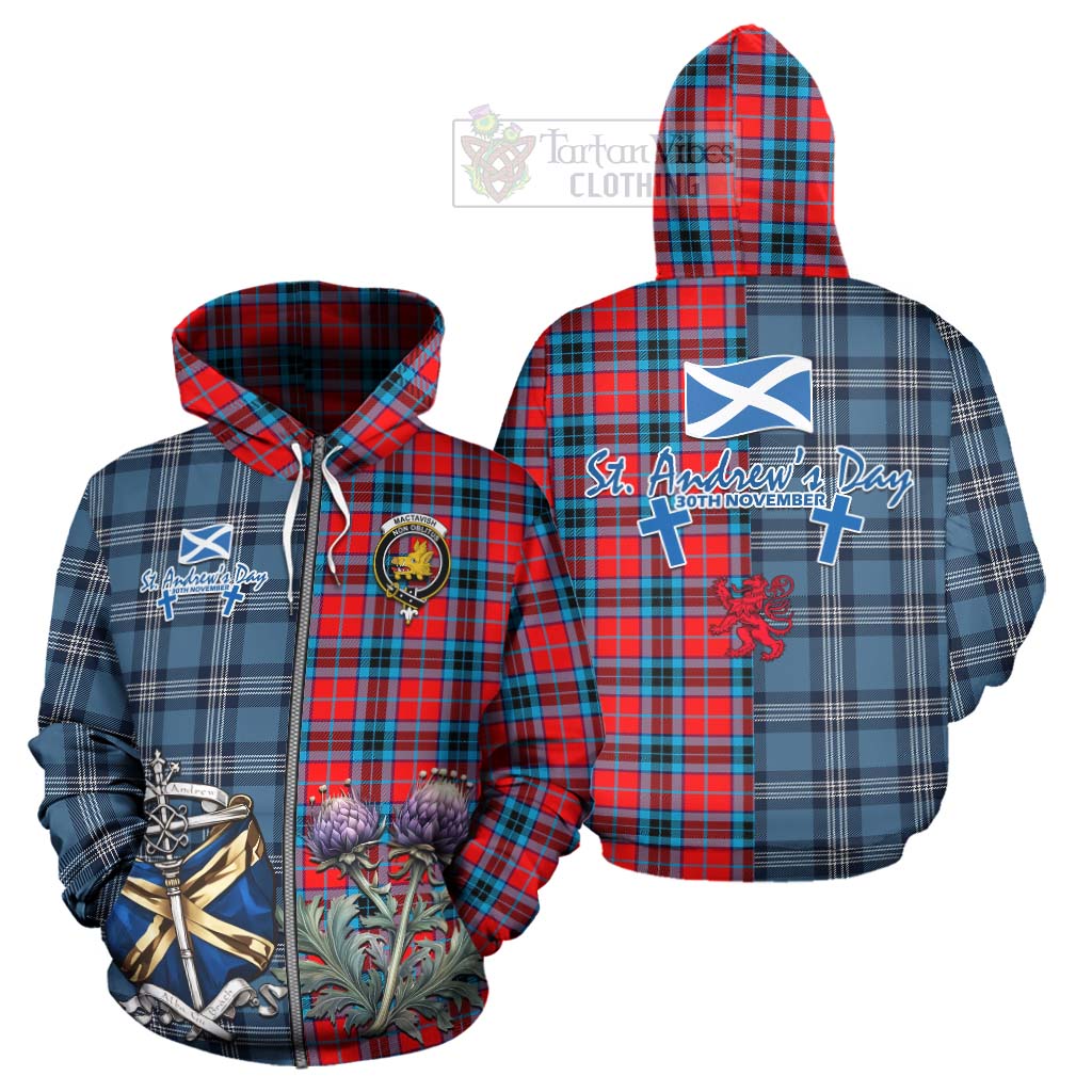 Tartan Vibes Clothing MacTavish (McTavish) Tartan Hoodie Happy St. Andrew's Day Half Tartan Style