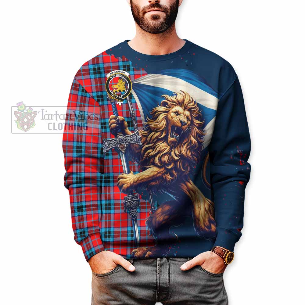 Tartan Vibes Clothing MacTavish (McTavish) Tartan Family Crest Sweatshirt with Scottish Majestic Lion