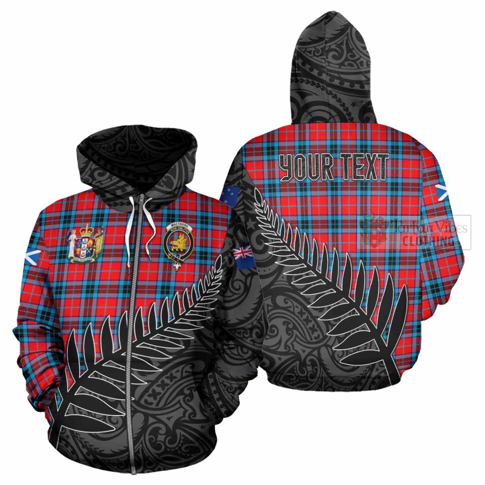 Tartan Vibes Clothing MacTavish (McTavish) Crest Tartan Hoodie with New Zealand Silver Fern Half Style