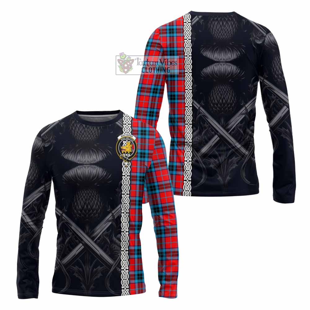 Tartan Vibes Clothing MacTavish (McTavish) Tartan Long Sleeve T-Shirt with Family Crest Cross Sword Thistle Celtic Vibes