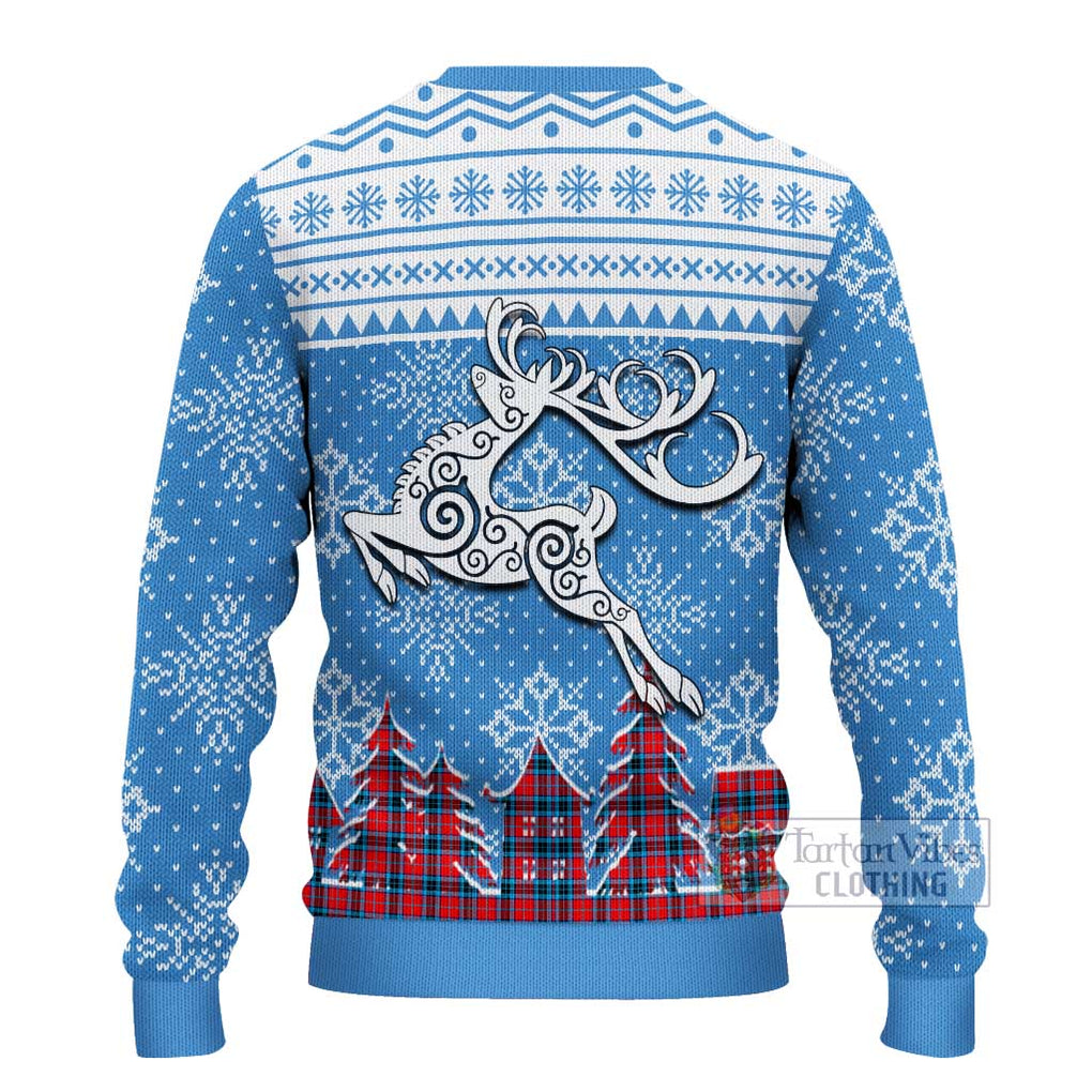 Tartan Vibes Clothing MacTavish (McTavish) Clan Christmas Ugly Sweater with Tartan and Celtic Raindeer Style