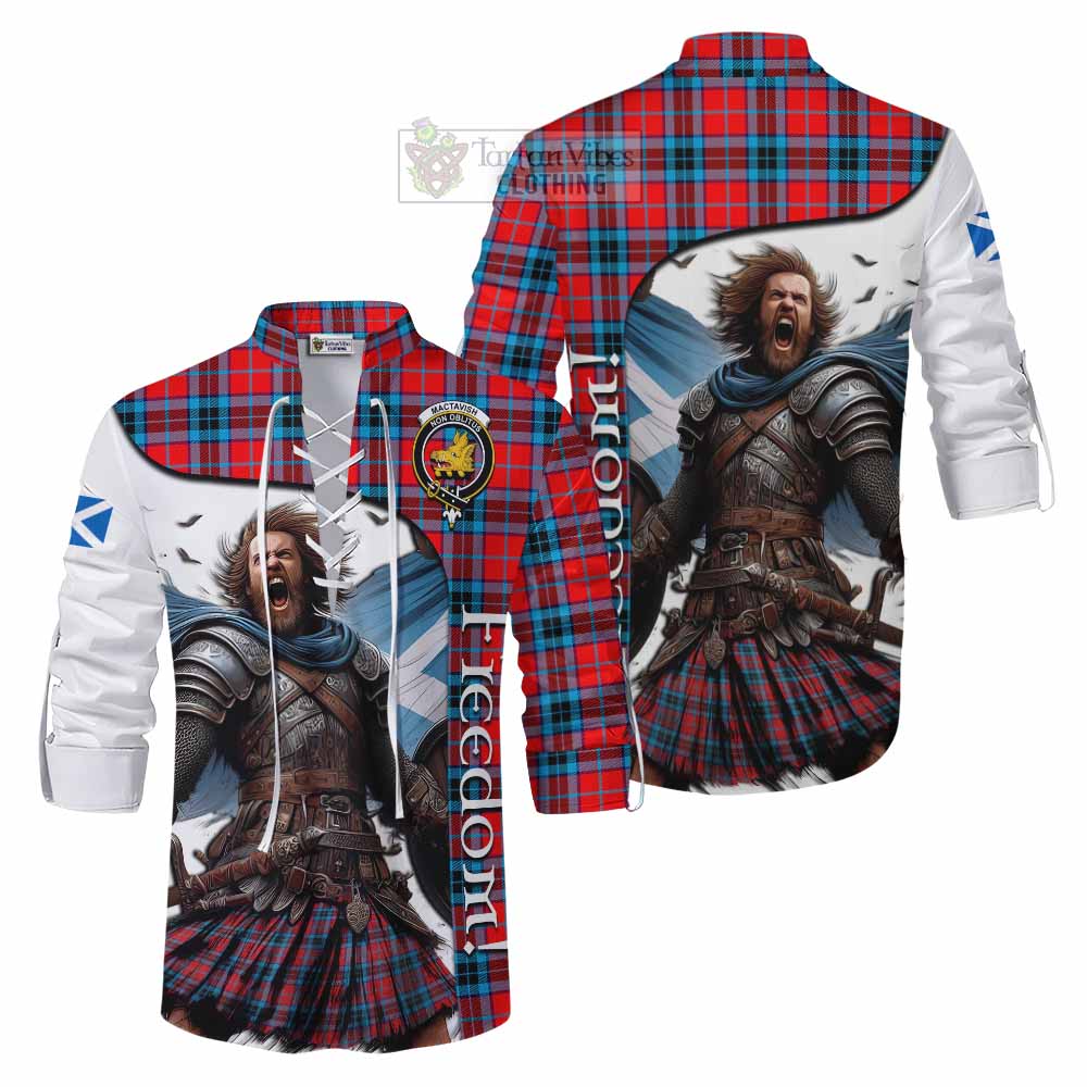 Tartan Vibes Clothing MacTavish (McTavish) Crest Tartan Ghillie Kilt Shirt Inspired by the Freedom of Scottish Warrior