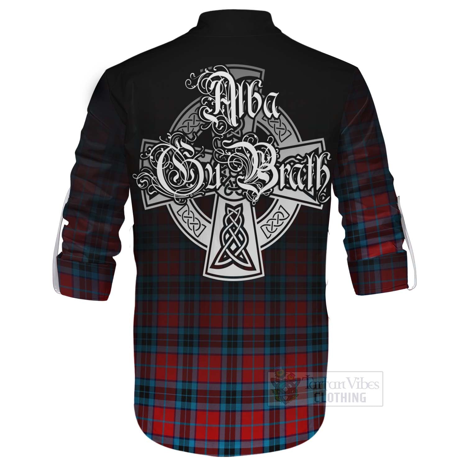 Tartan Vibes Clothing MacTavish (McTavish) Tartan Ghillie Kilt Shirt Featuring Alba Gu Brath Family Crest Celtic Inspired