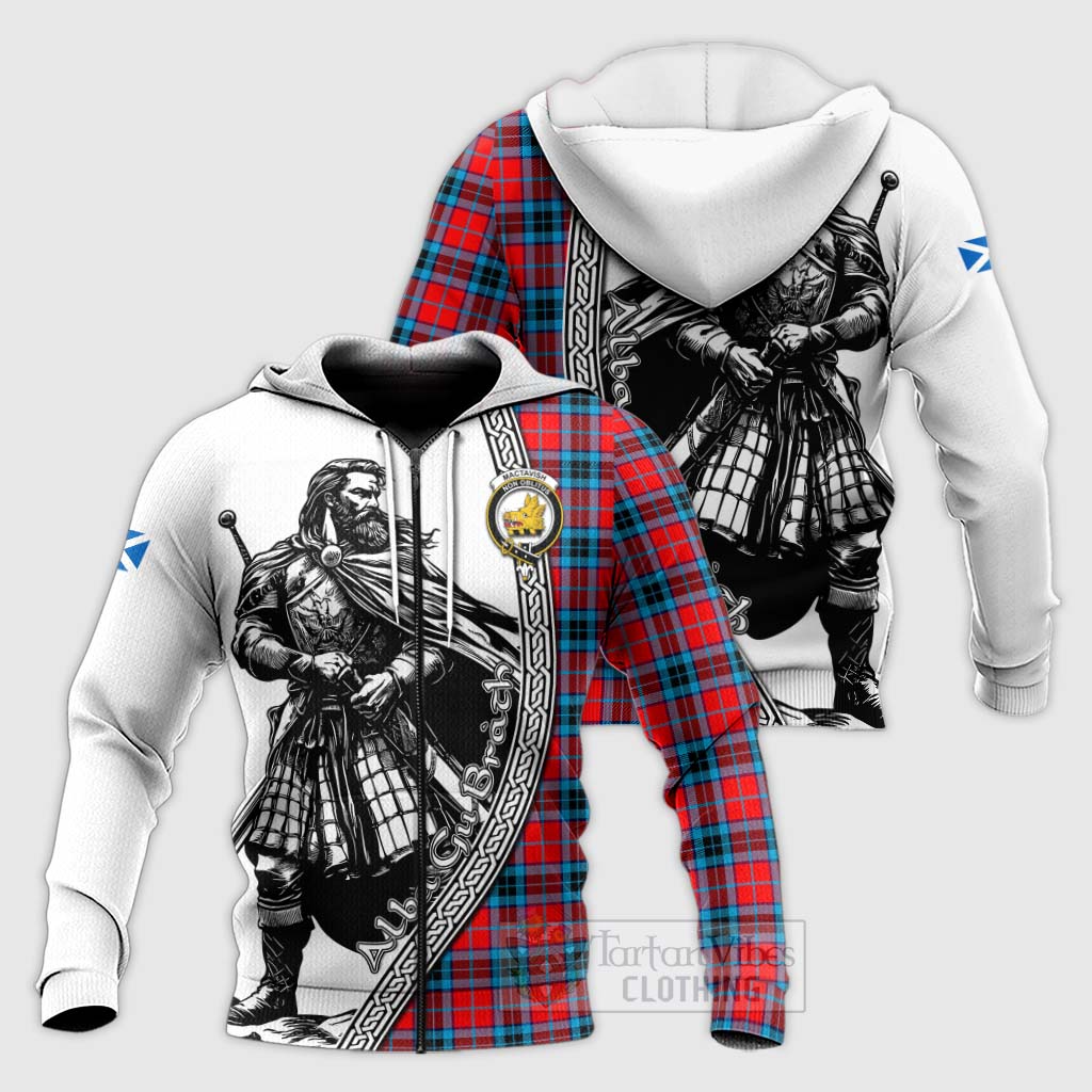 Tartan Vibes Clothing MacTavish (McTavish) Tartan Clan Crest Knitted Hoodie with Highlander Warrior Celtic Style