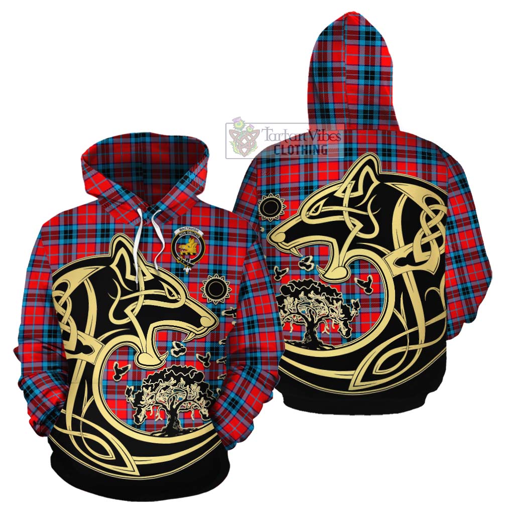 Tartan Vibes Clothing MacTavish (McTavish) Tartan Cotton Hoodie with Family Crest Celtic Wolf Style