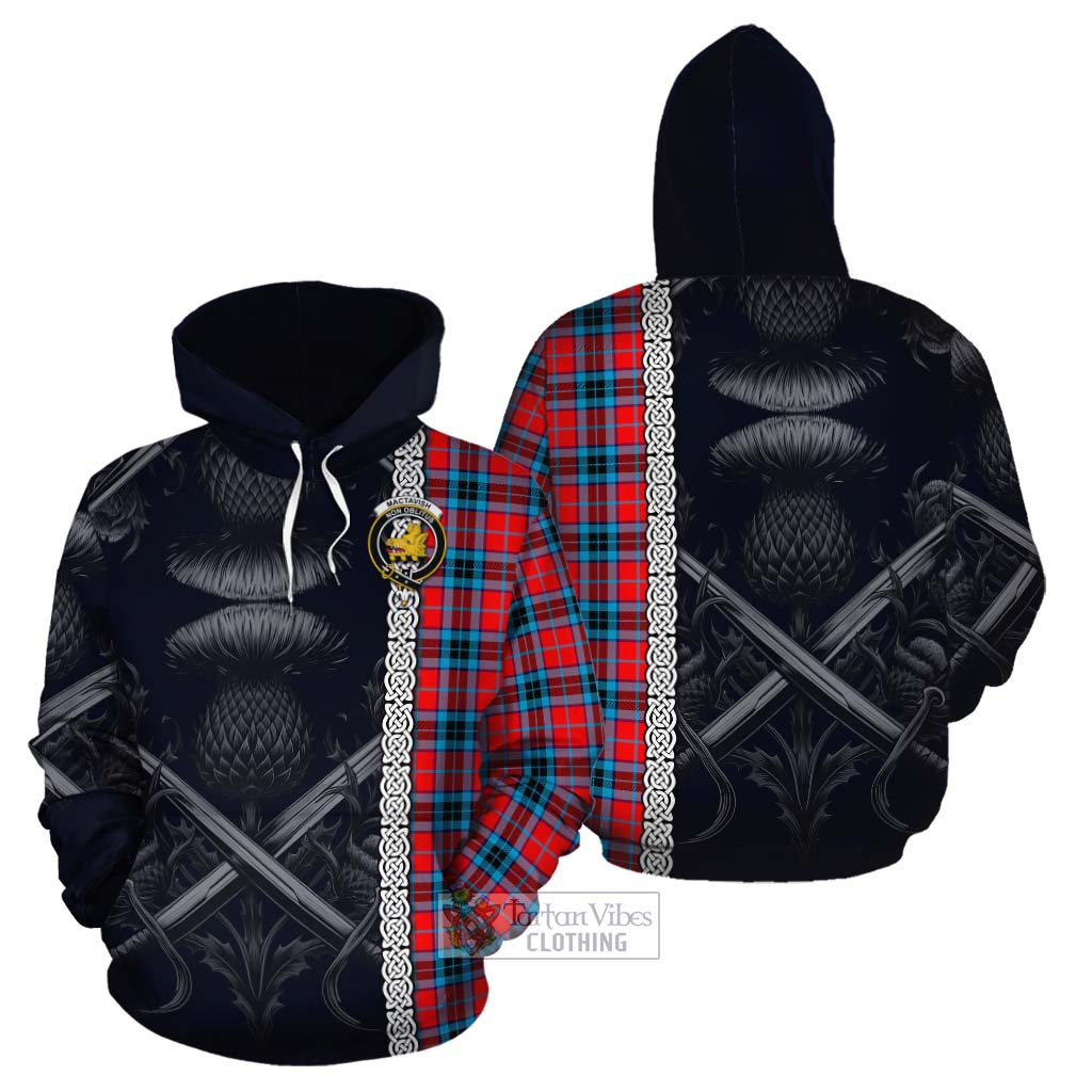 Tartan Vibes Clothing MacTavish (McTavish) Tartan Cotton Hoodie with Family Crest Cross Sword Thistle Celtic Vibes