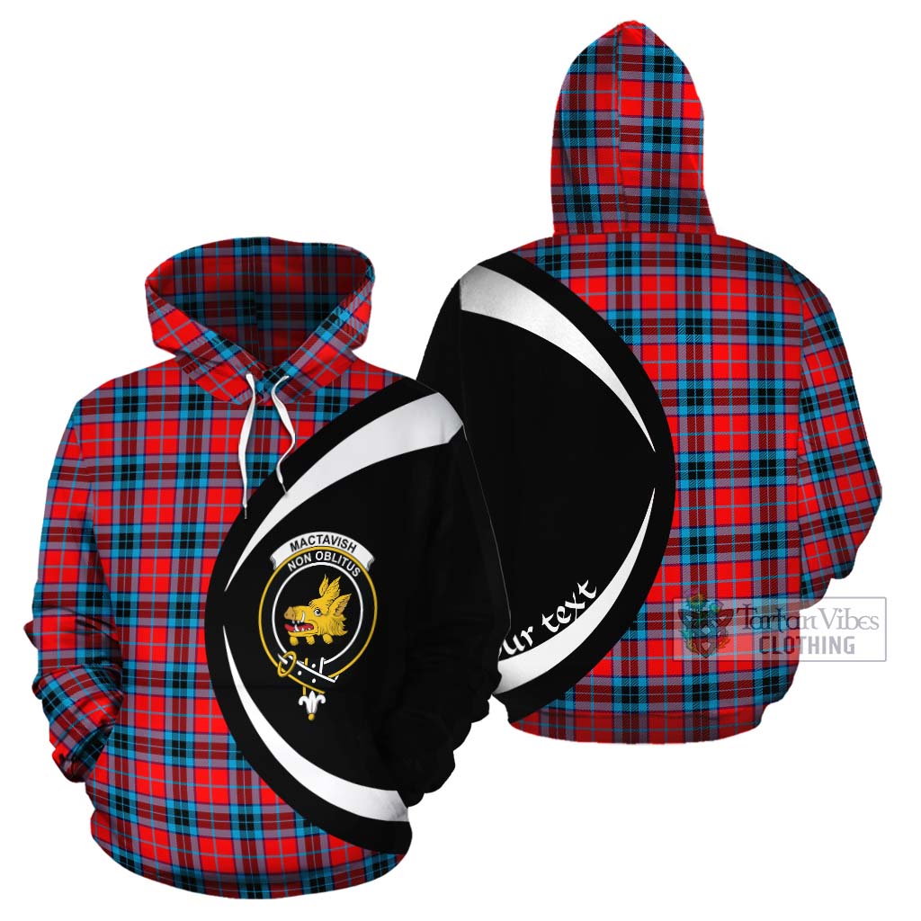 Tartan Vibes Clothing MacTavish (McTavish) Tartan Cotton Hoodie with Family Crest Circle Style