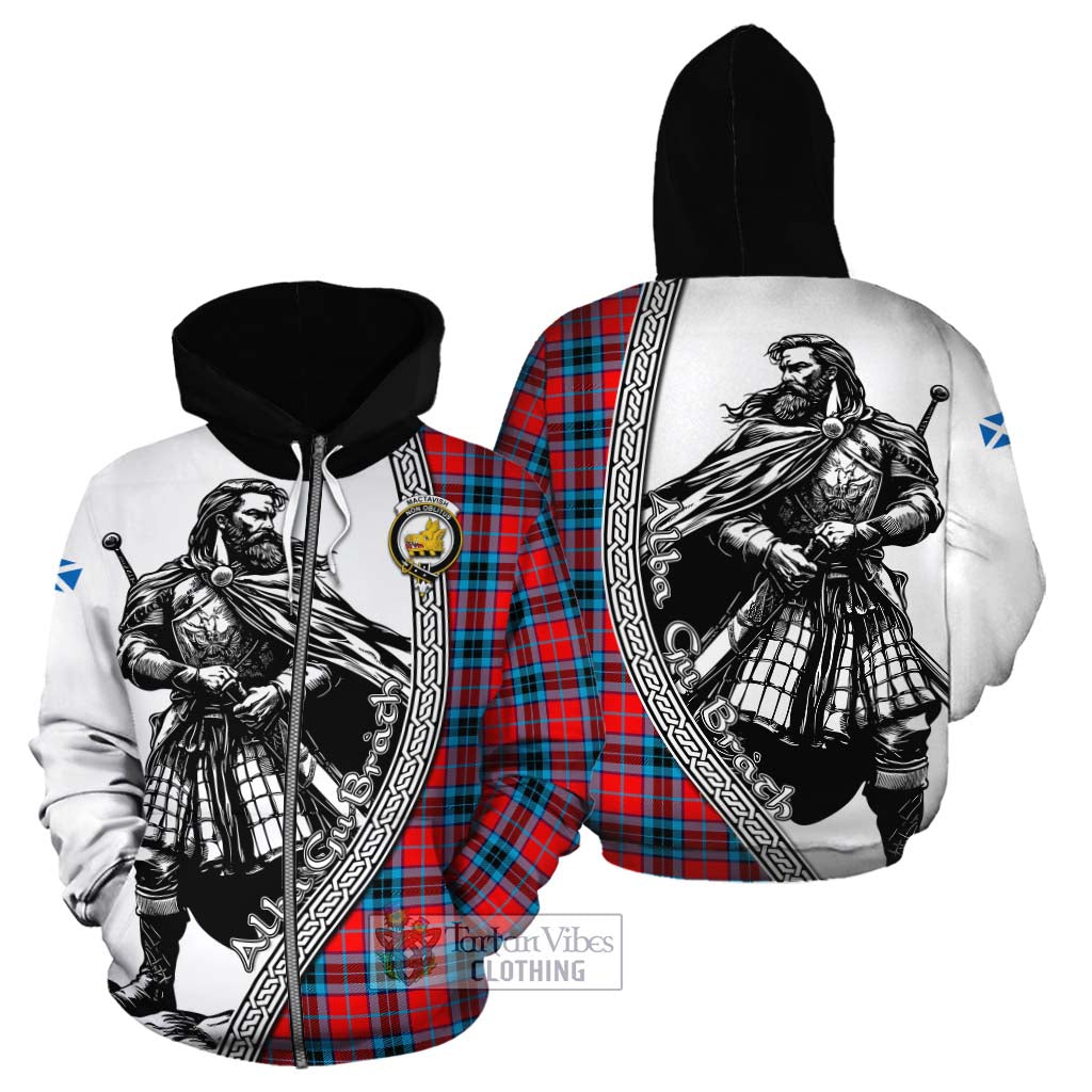 Tartan Vibes Clothing MacTavish (McTavish) Tartan Clan Crest Cotton Hoodie with Highlander Warrior Celtic Style