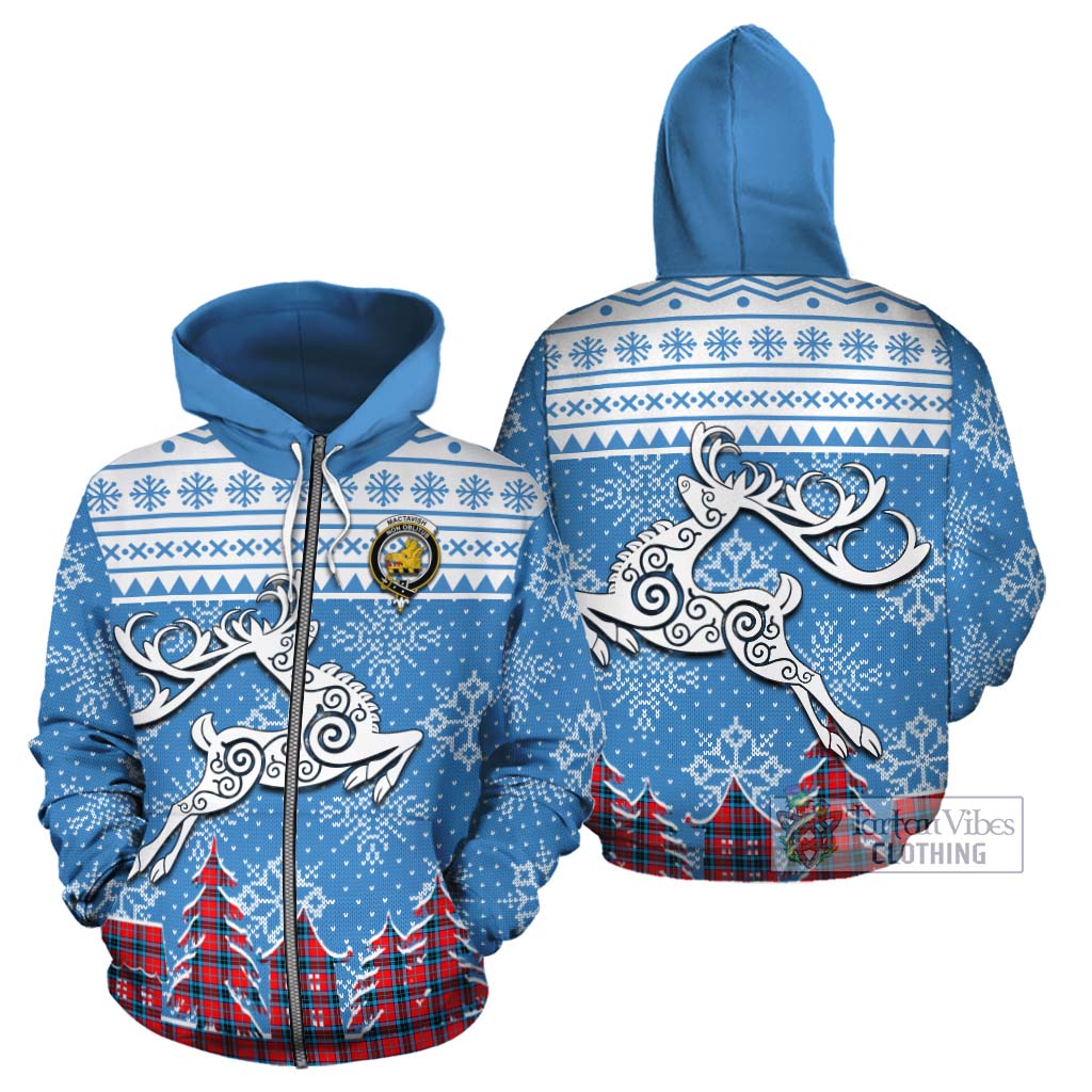 Tartan Vibes Clothing MacTavish (McTavish) Clan Christmas Cotton Hoodie Celtic Reindeer Style