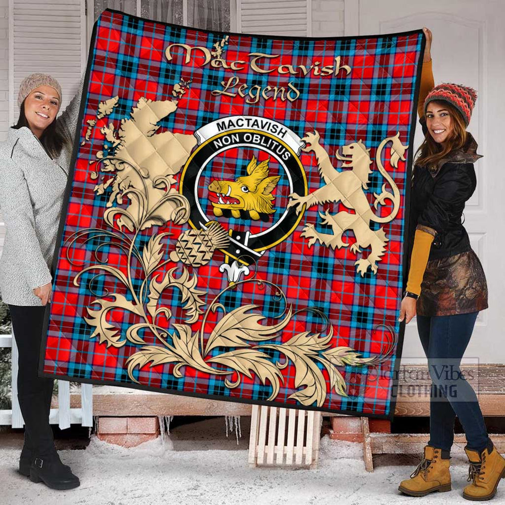 Tartan Vibes Clothing MacTavish (McTavish) Tartan Quilt with Family Crest and Scottish Symbol Style