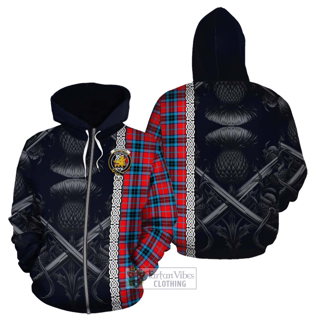 Tartan Vibes Clothing MacTavish (McTavish) Tartan Cotton Hoodie with Family Crest Cross Sword Thistle Celtic Vibes