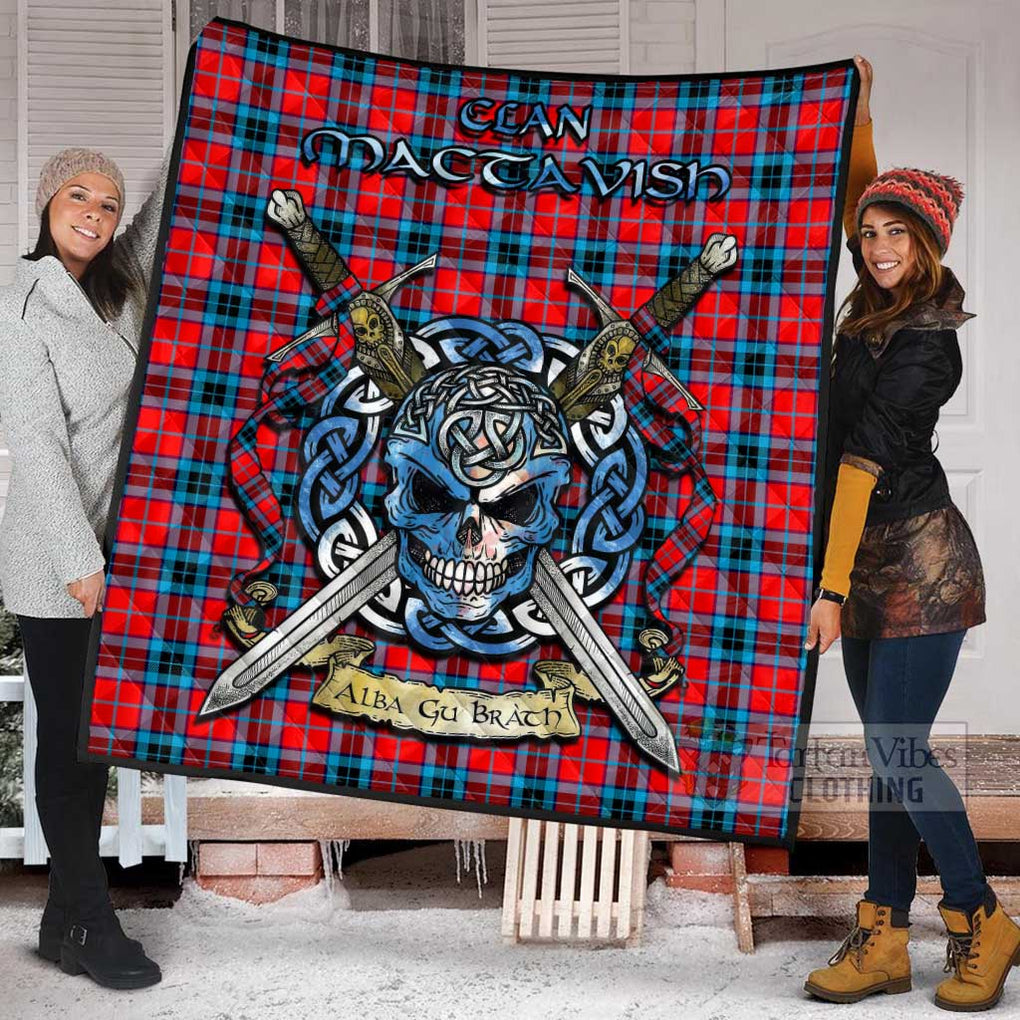 Tartan Vibes Clothing MacTavish (McTavish) Tartan Quilt with Celtic Skull Alba Gu Brath Style