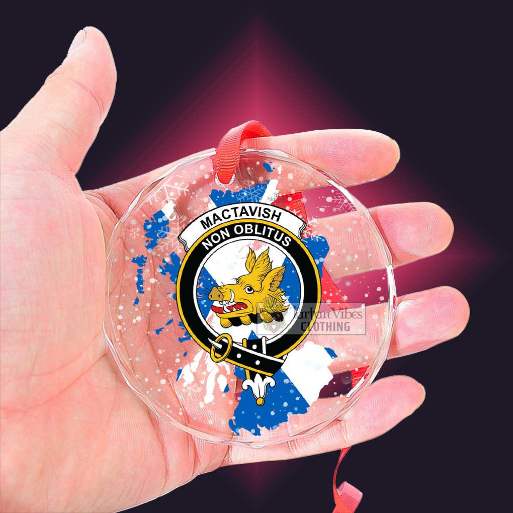 Tartan Vibes Clothing MacTavish (McTavish) Clan Crest Christmas Glass Ornament with Scotland Map