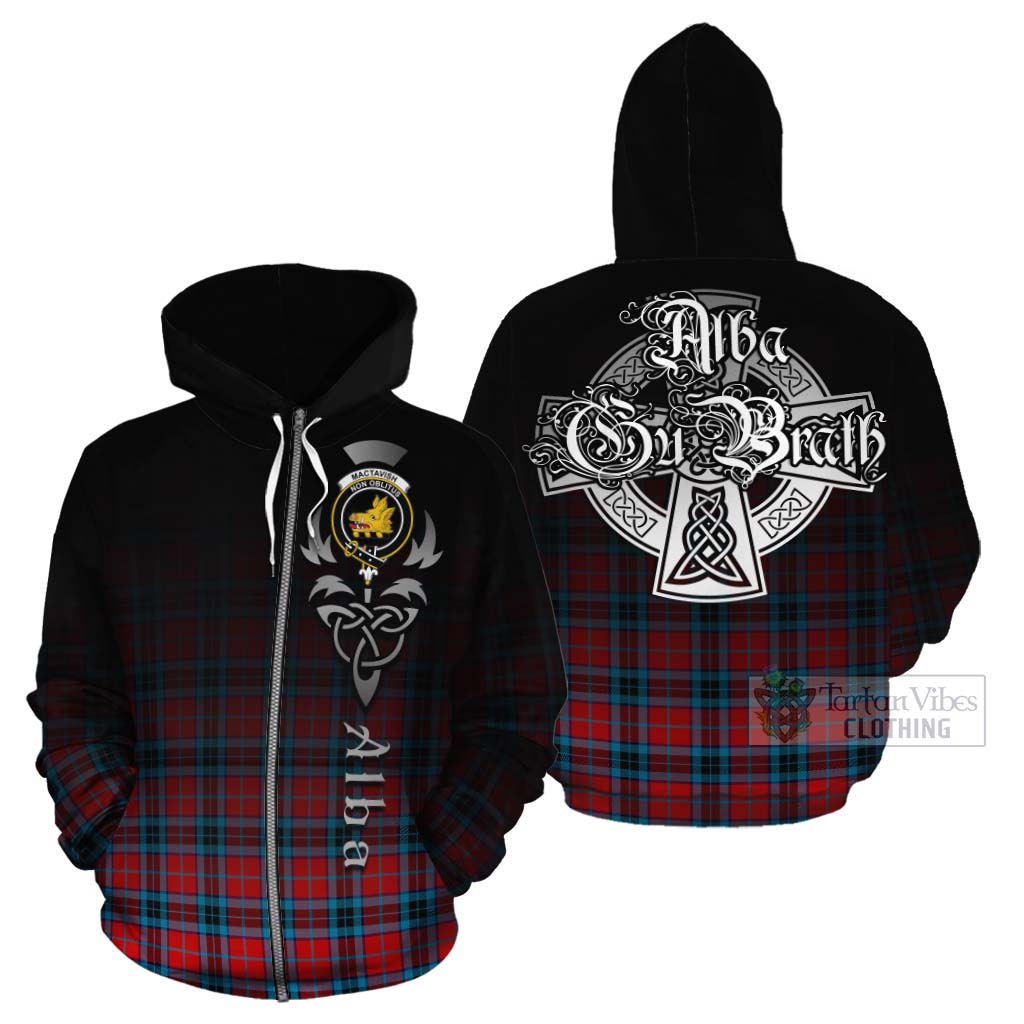 Tartan Vibes Clothing MacTavish (McTavish) Tartan Cotton Hoodie Featuring Alba Gu Brath Family Crest Celtic Inspired