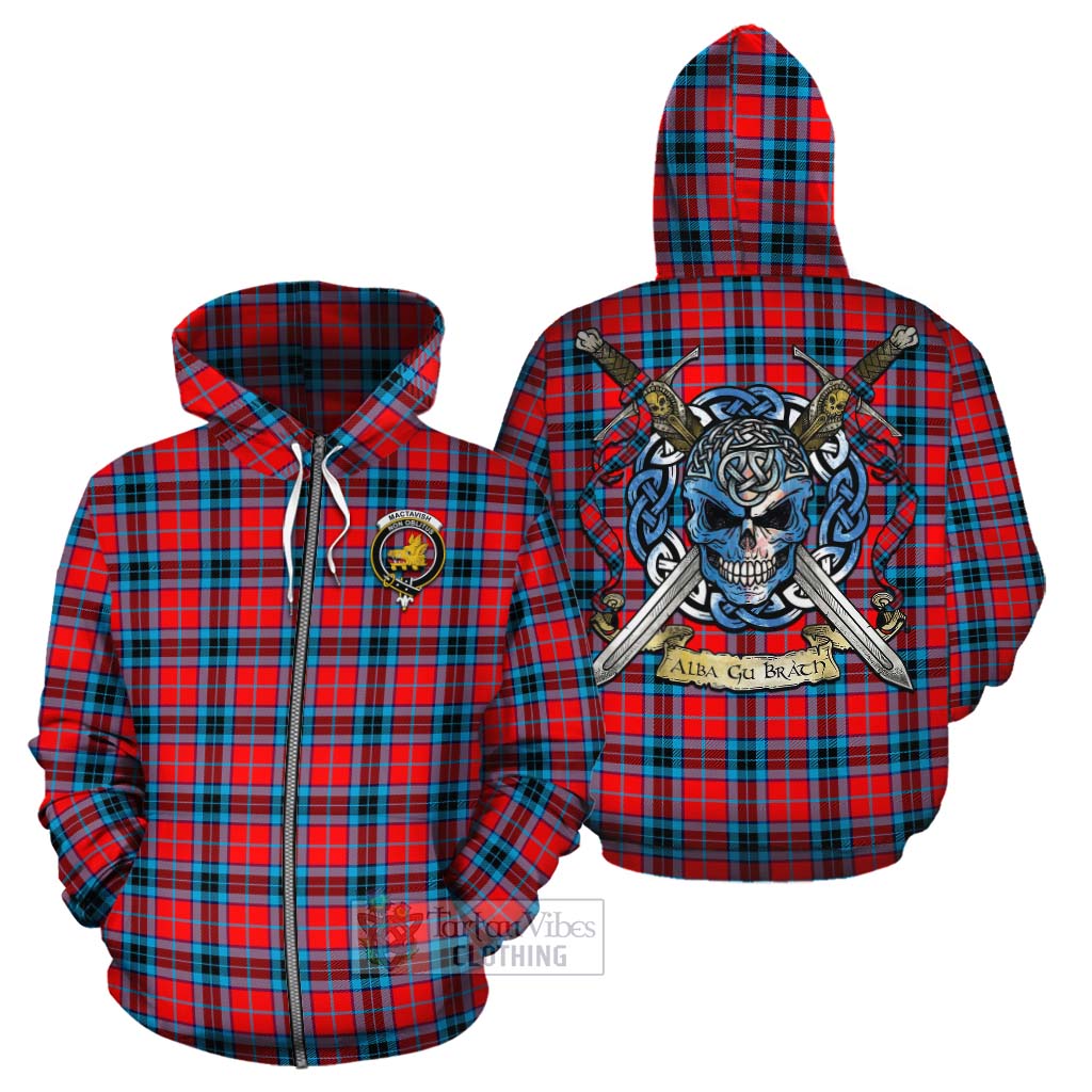 Tartan Vibes Clothing MacTavish (McTavish) Tartan Cotton Hoodie with Family Crest Celtic Skull Style