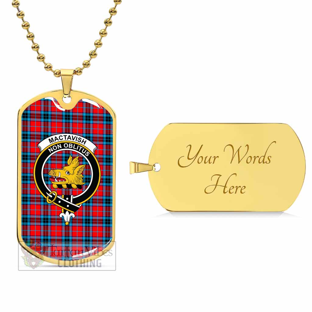 Tartan Vibes Clothing MacTavish (McTavish) Tartan Dog Tag Necklace with Family Crest