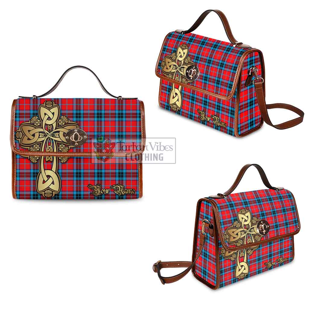 Tartan Vibes Clothing MacTavish (McTavish) Tartan Waterproof Canvas Bag Golden Thistle Celtic Cross Style