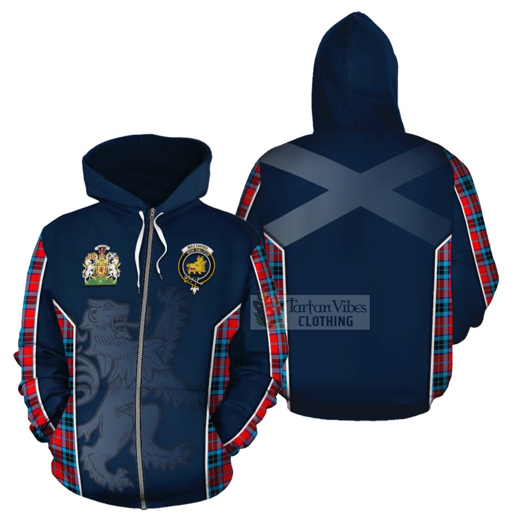 Tartan Vibes Clothing MacTavish (McTavish) Tartan Cotton Hoodie with Family Crest and Lion Rampant Vibes Sport Style