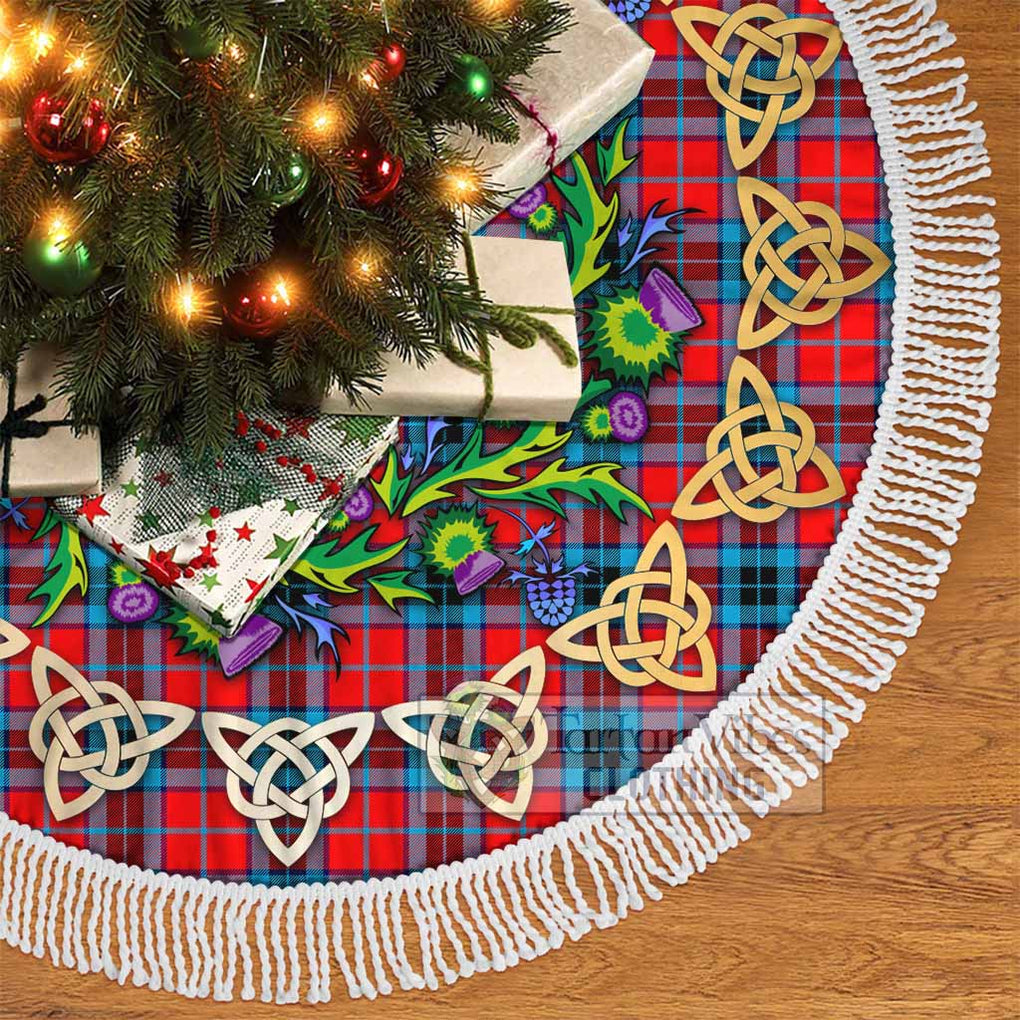 Tartan Vibes Clothing MacTavish (McTavish) Tartan Christmas Tree Skirt with Thistle Celtic Knot Style