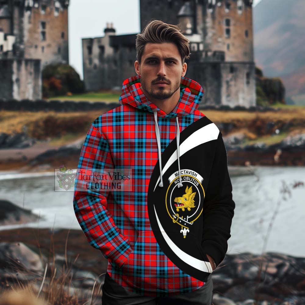 Tartan Vibes Clothing MacTavish (McTavish) Tartan Cotton Hoodie with Family Crest Circle Style