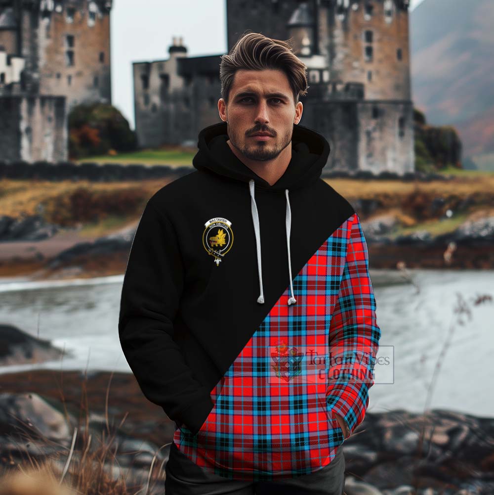 Tartan Vibes Clothing MacTavish (McTavish) Tartan Cotton Hoodie with Family Crest and Military Logo Style