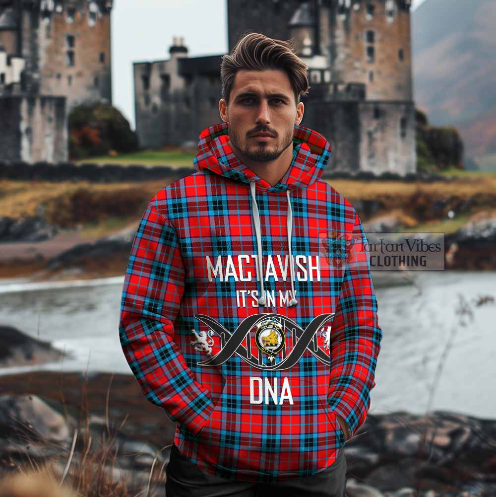 Tartan Vibes Clothing MacTavish (McTavish) Tartan Cotton Hoodie with Family Crest DNA In Me Style