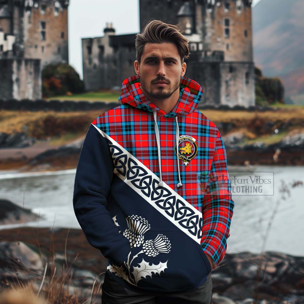 Tartan Vibes Clothing MacTavish (McTavish) Tartan Cotton Hoodie Featuring Thistle and Scotland Map