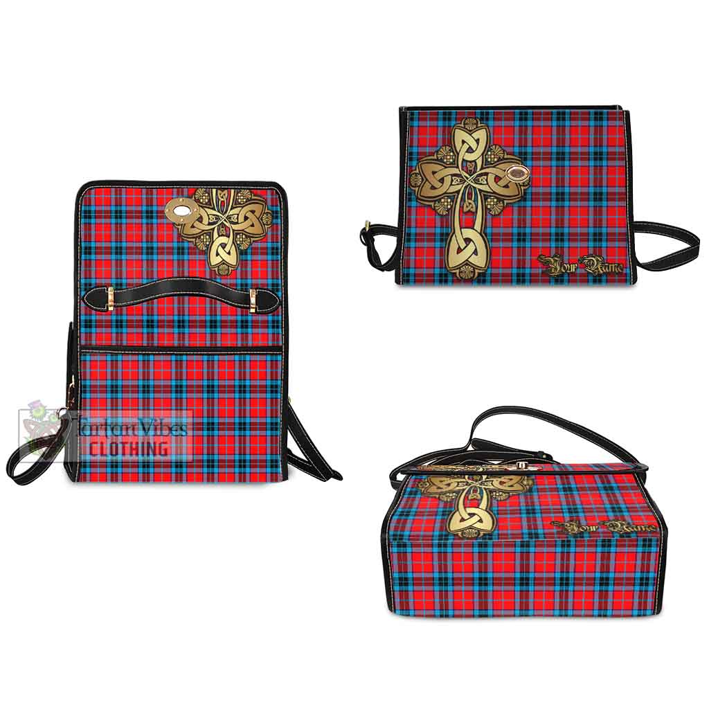 Tartan Vibes Clothing MacTavish (McTavish) Tartan Waterproof Canvas Bag Golden Thistle Celtic Cross Style