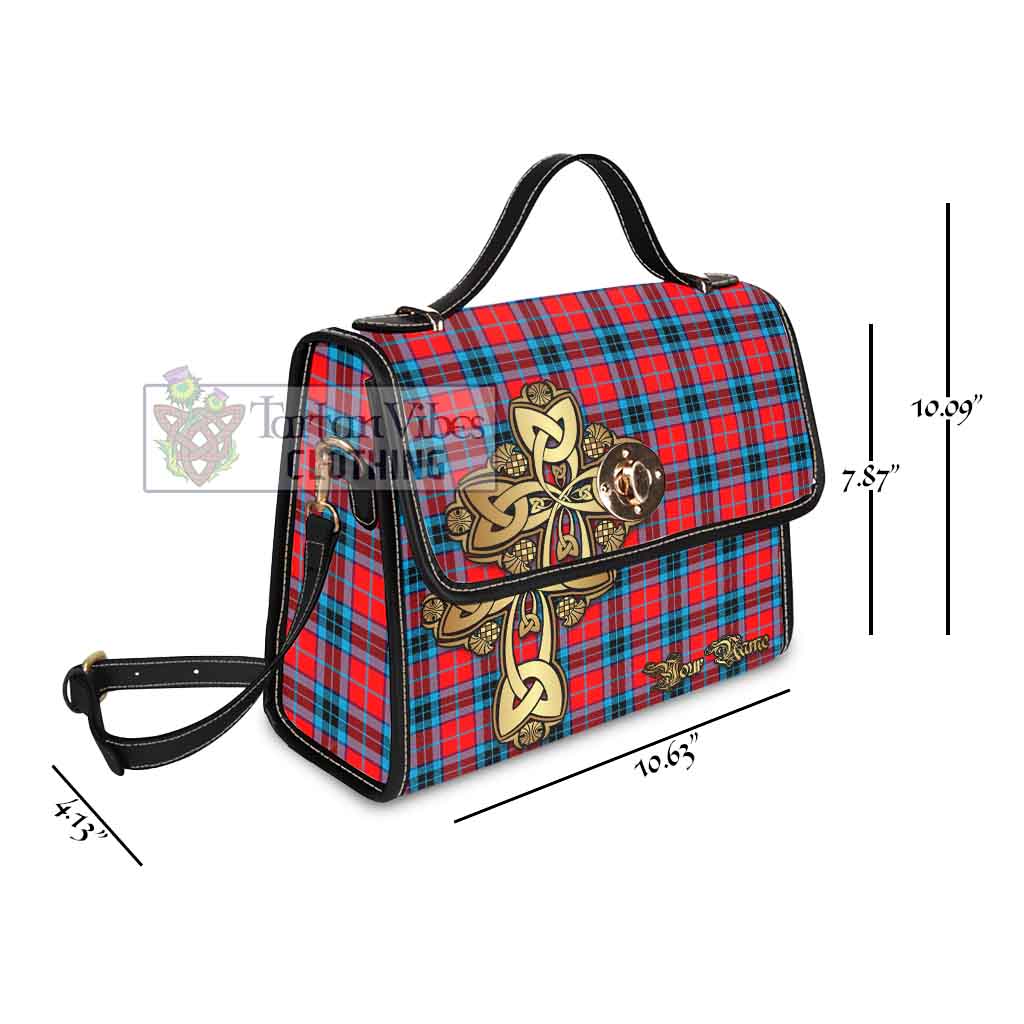 Tartan Vibes Clothing MacTavish (McTavish) Tartan Waterproof Canvas Bag Golden Thistle Celtic Cross Style