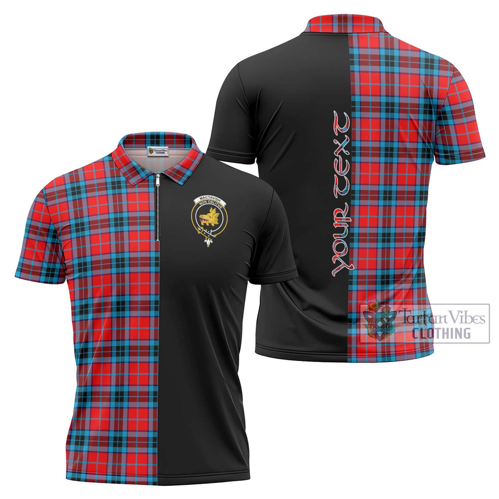 MacTavish (McTavish) Tartan Zipper Polo Shirt with Family Crest and Half Of Me Style Unisex - Tartanvibesclothing Shop