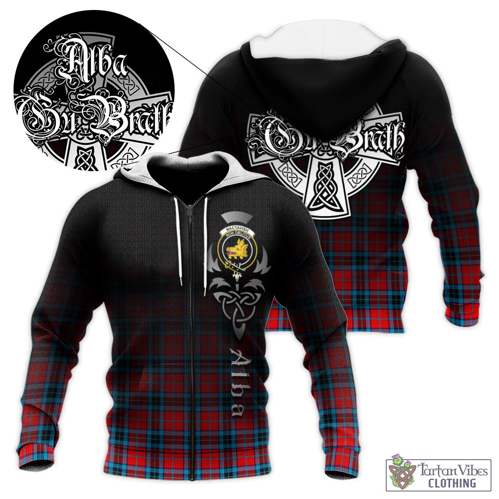 Tartan Vibes Clothing MacTavish Modern Tartan Knitted Hoodie Featuring Alba Gu Brath Family Crest Celtic Inspired