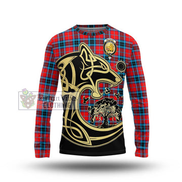 MacTavish (McTavish) Tartan Long Sleeve T-Shirt with Family Crest Celtic Wolf Style