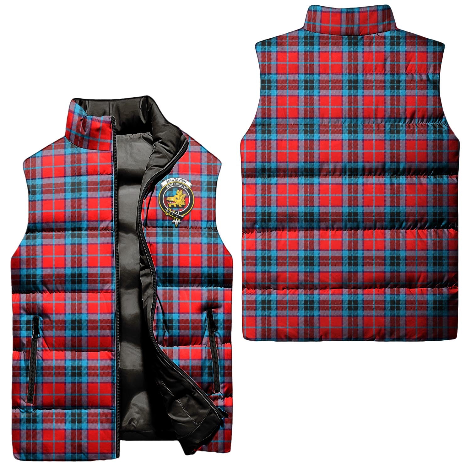 MacTavish Modern Tartan Sleeveless Puffer Jacket with Family Crest Unisex - Tartanvibesclothing