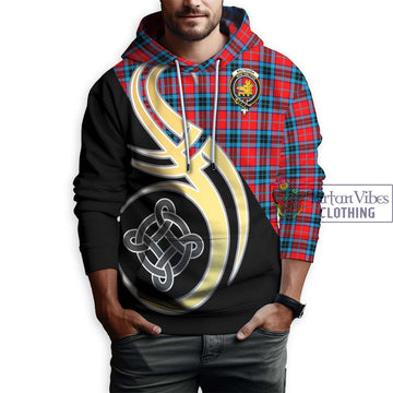 MacTavish (McTavish) Tartan Hoodie with Family Crest and Celtic Symbol Style