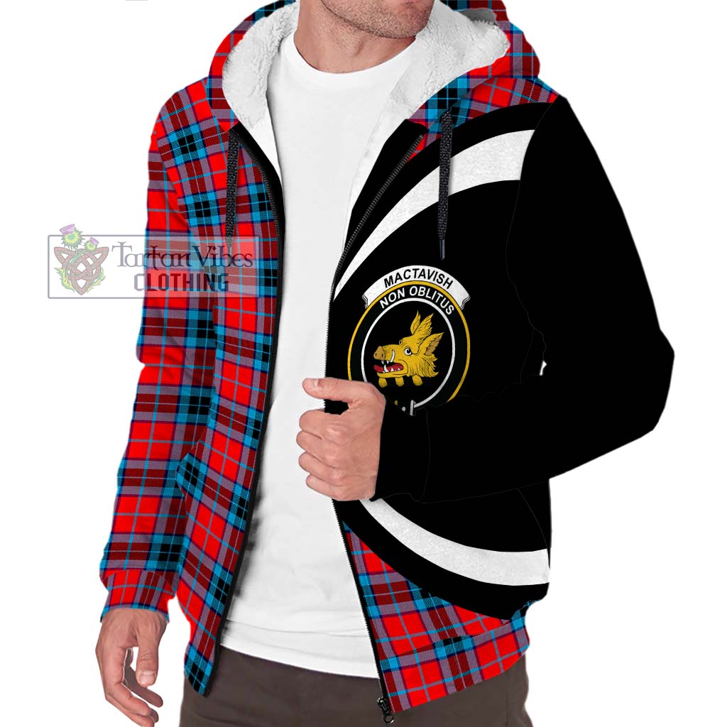 MacTavish (McTavish) Tartan Sherpa Hoodie with Family Crest Circle Style Unisex S - Tartan Vibes Clothing