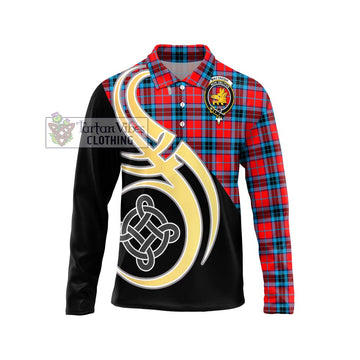 MacTavish (McTavish) Tartan Long Sleeve Polo Shirt with Family Crest and Celtic Symbol Style